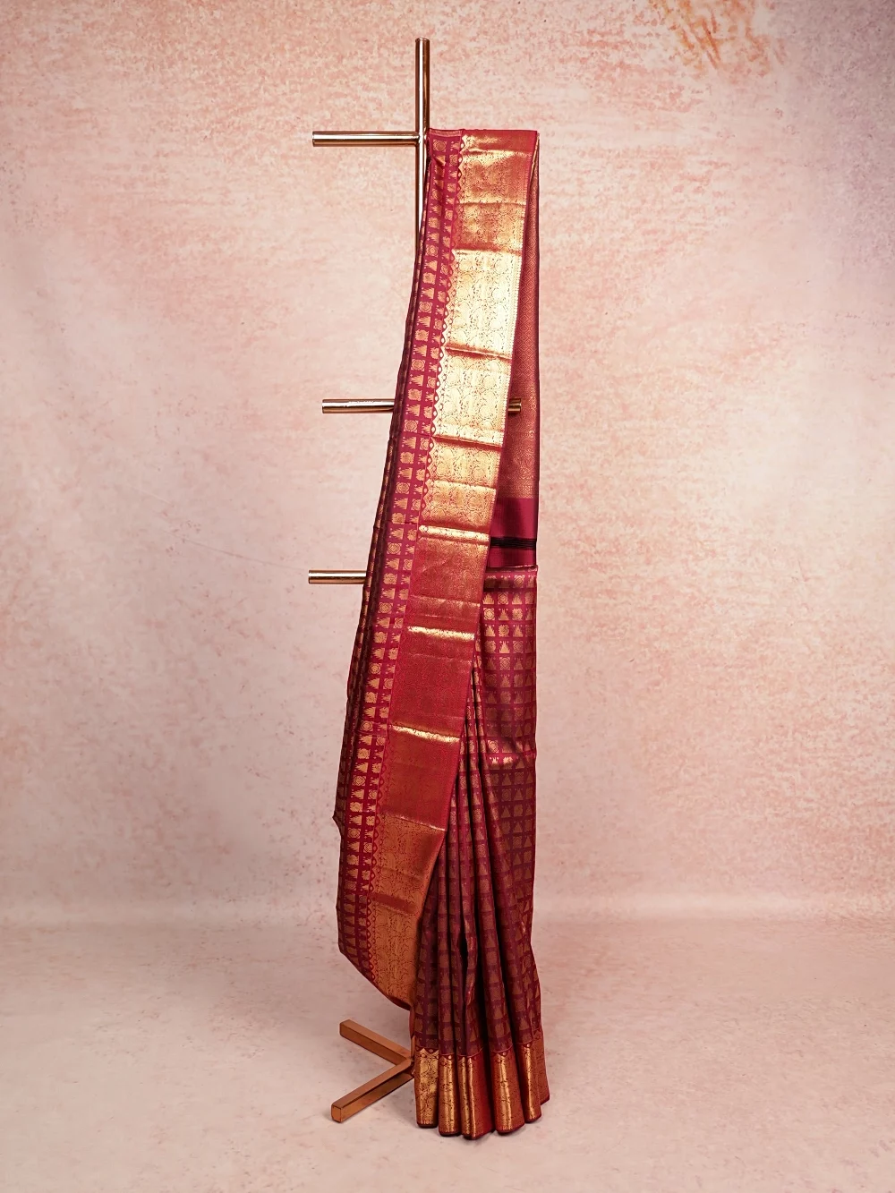 Wine Red Kancheepuram Silk Saree