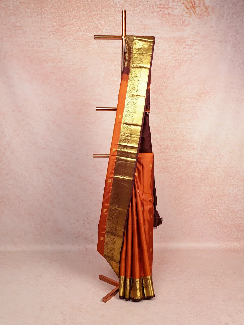 Burnt Orange Kancheepuram Silk Saree