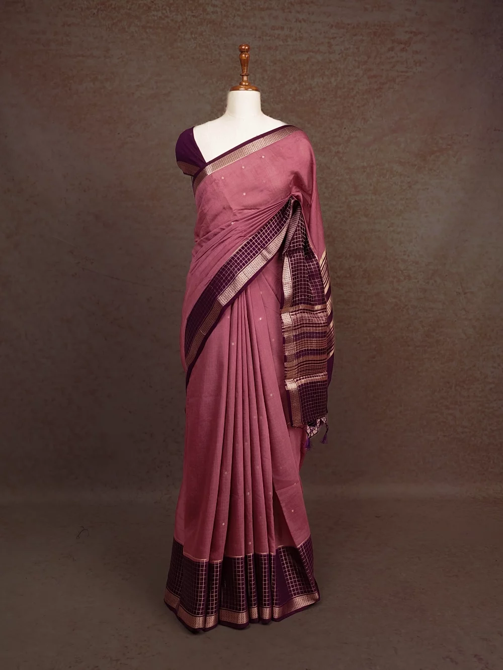 Onion Pink Cotton Silk Saree