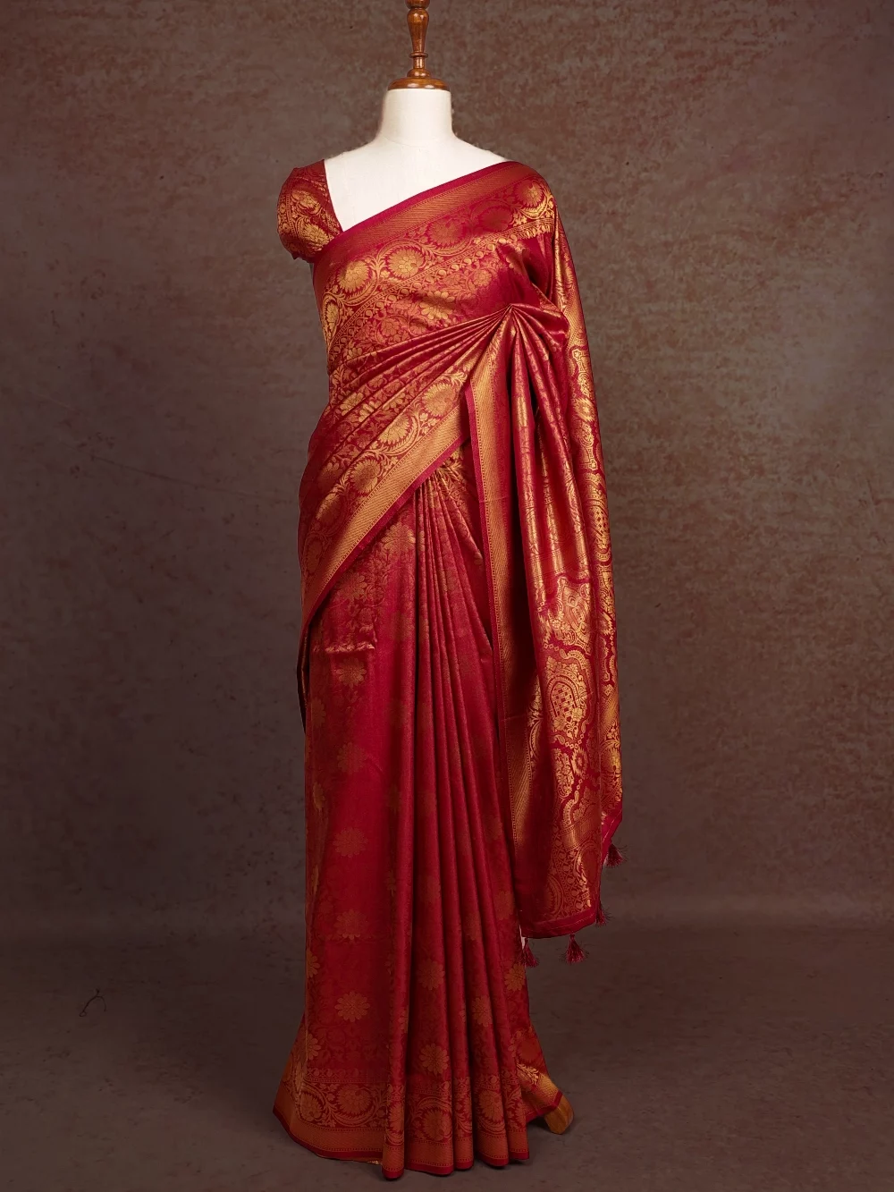 Maroon Semi Banarasi Saree