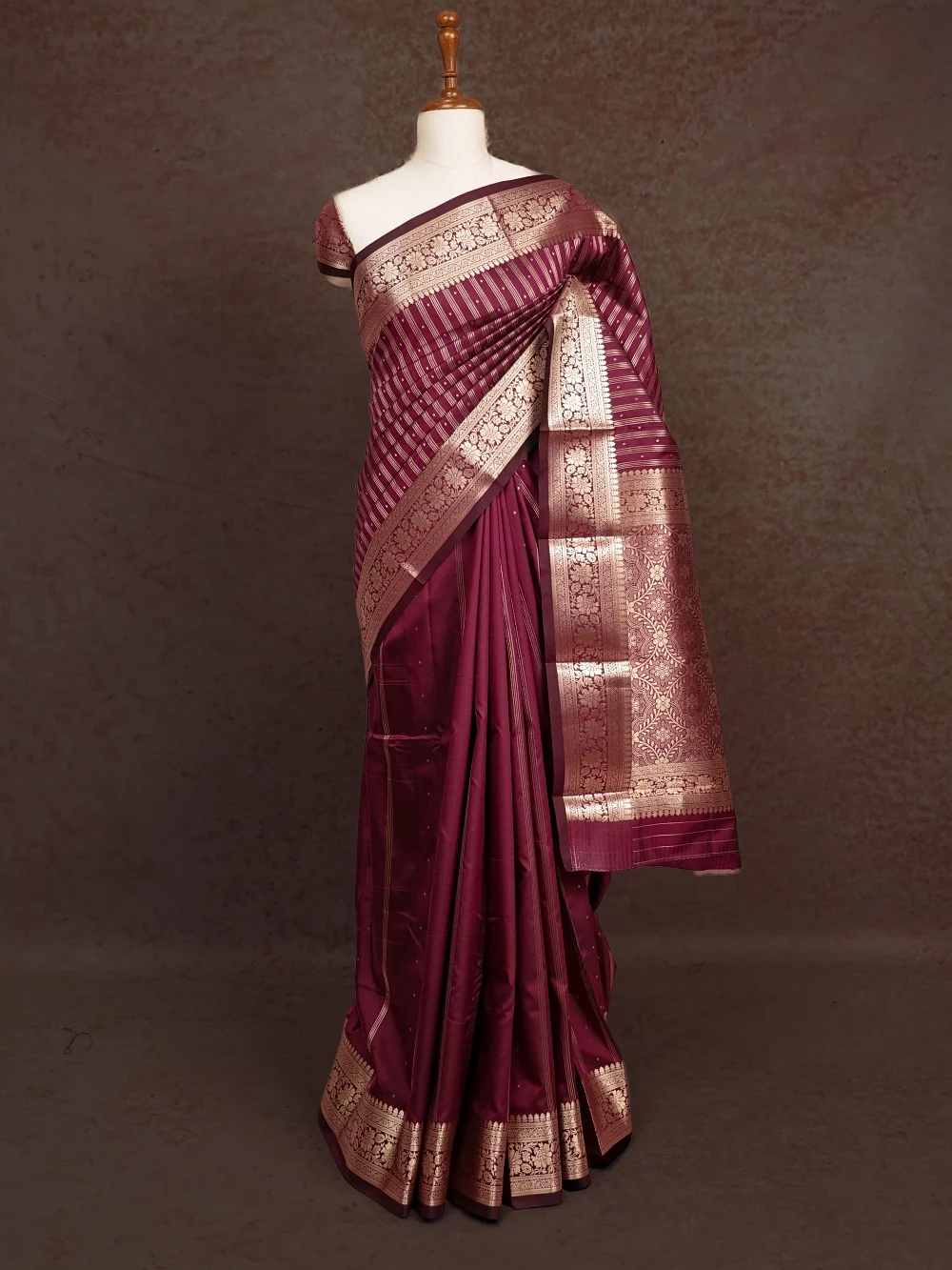Wine Colour Semi Silk Saree