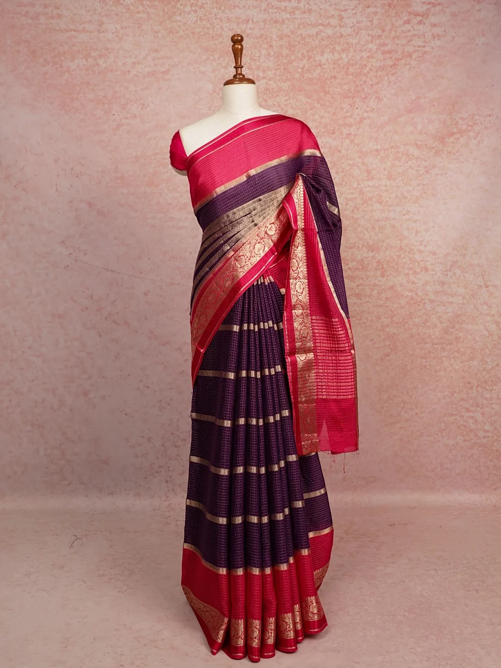 Violet Semi Banarasi Saree