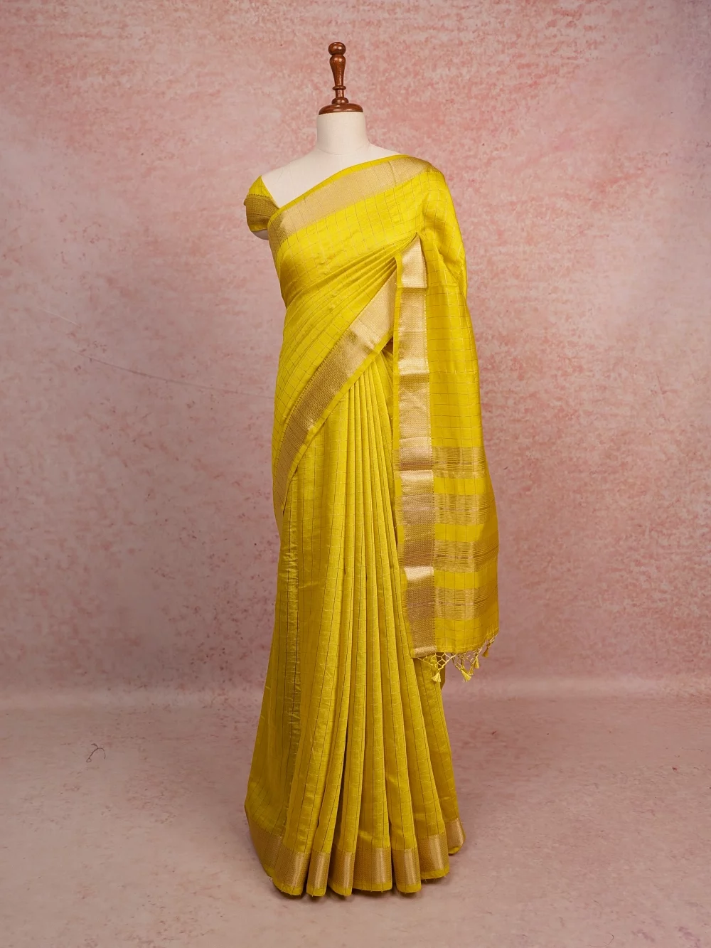 Yellow Cotton Silk Saree