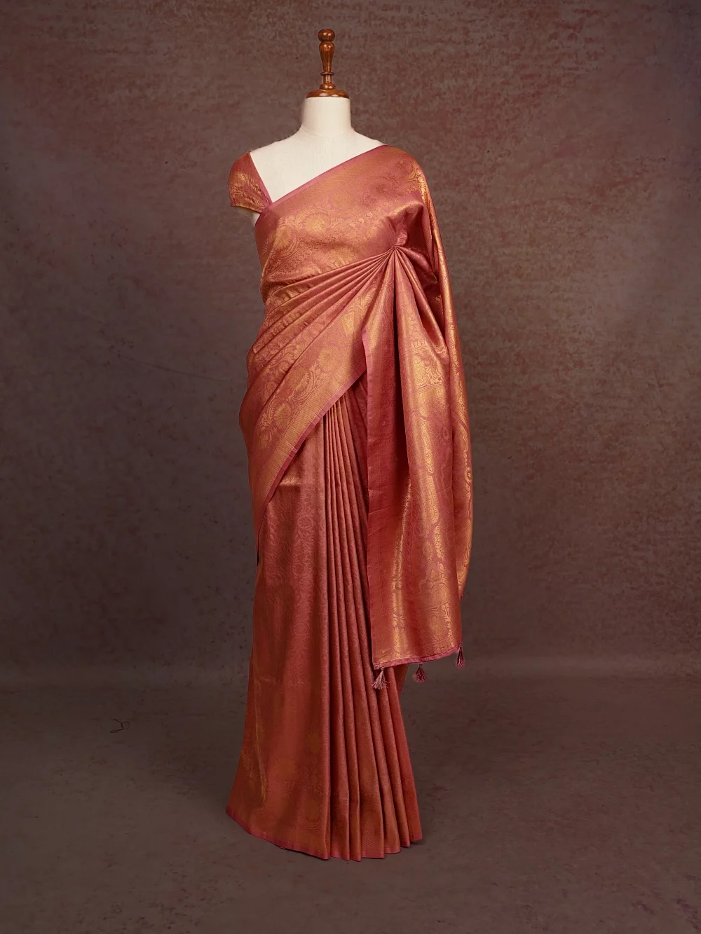 Onion Color Semi Banarasi Saree