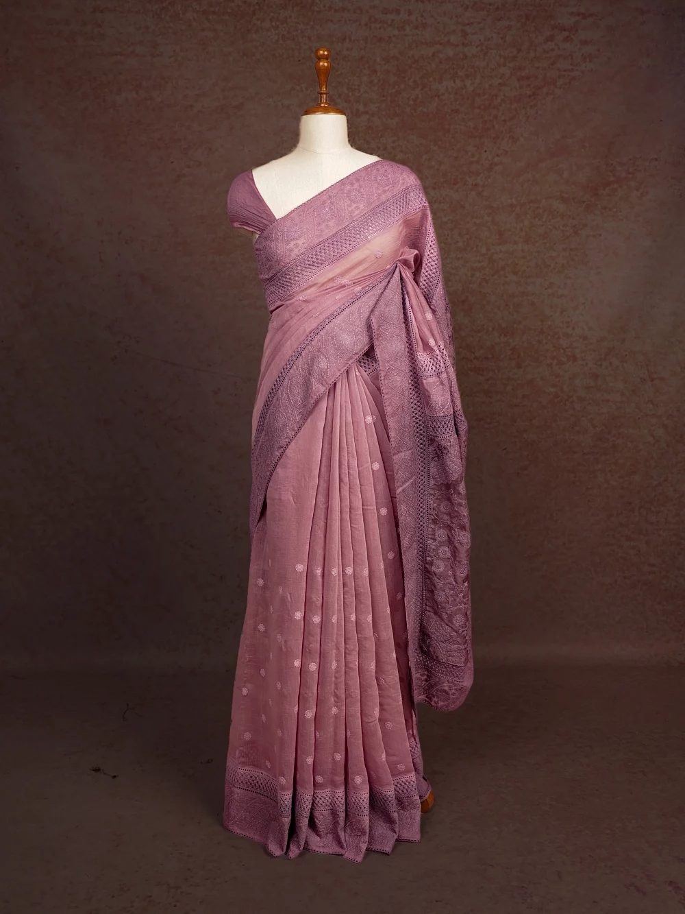 Lavender Tussar Silk Saree