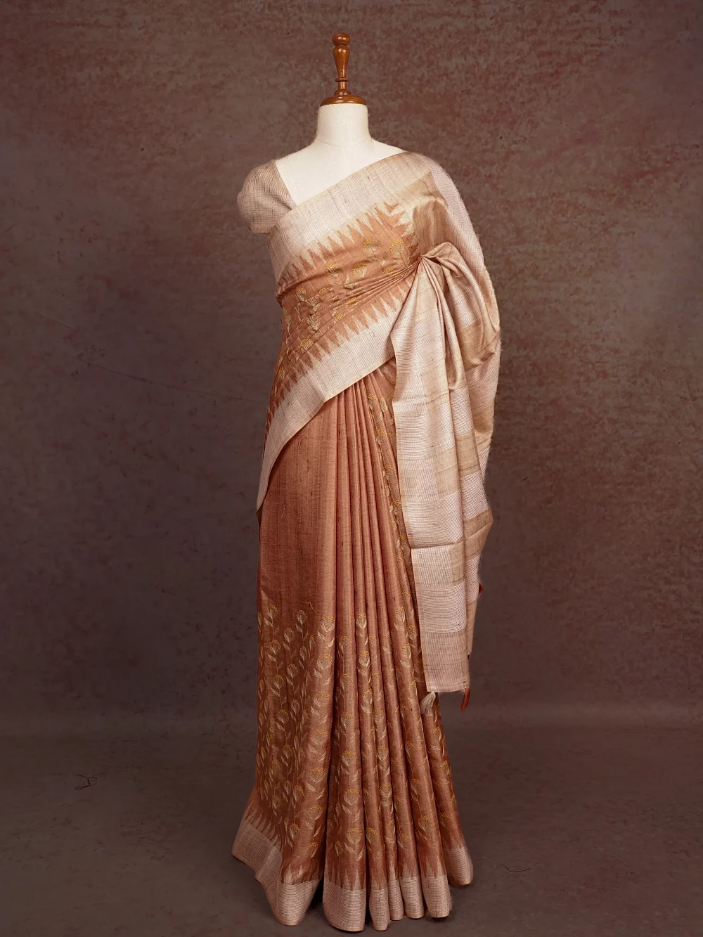 Light Brown Semi Jute Saree