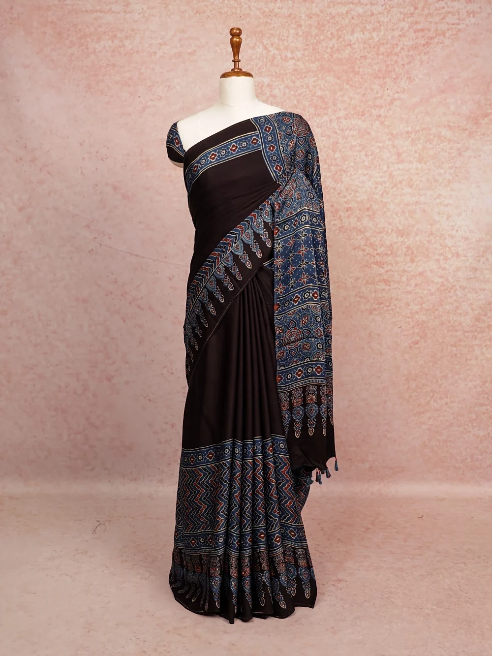 Black And Blue Modal Silk Saree