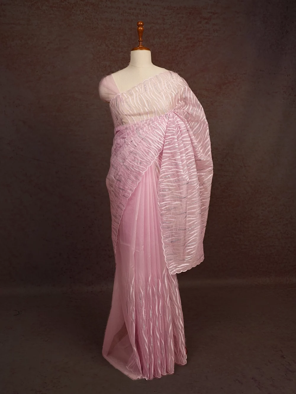 Pink Turkish Organza Saree