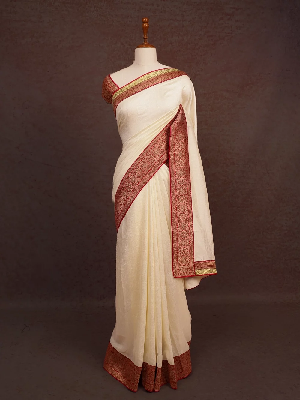 Cream Georgette Saree