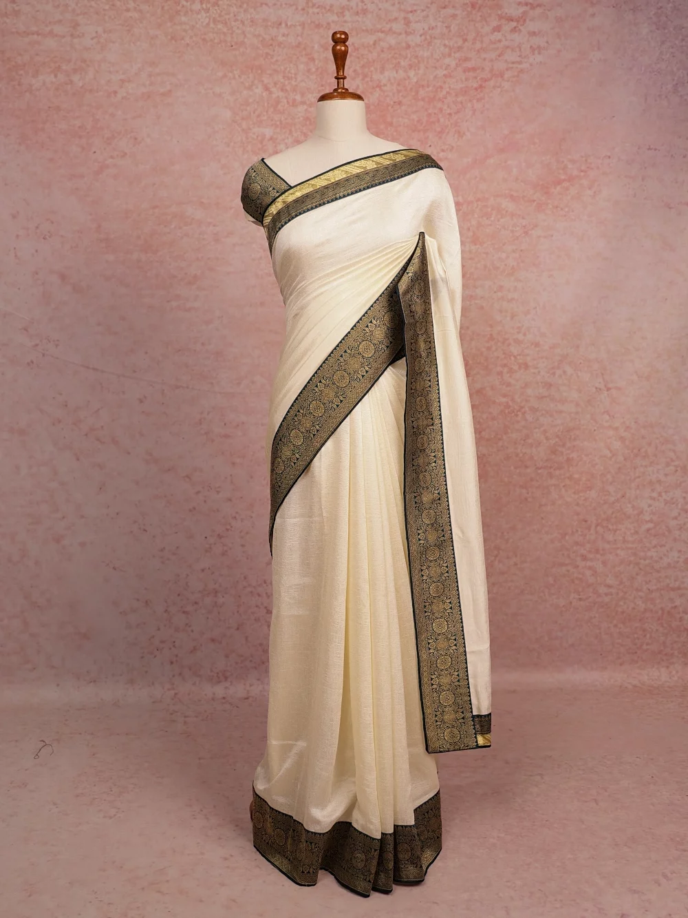 Cream Georgette Saree