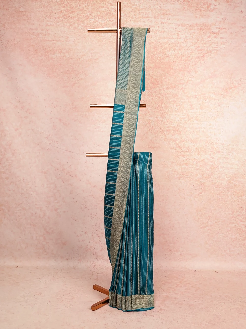 Teal Blue Banarasi Silk Saree