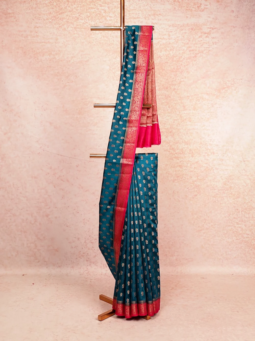 Peacock Blue Jute Silk Saree