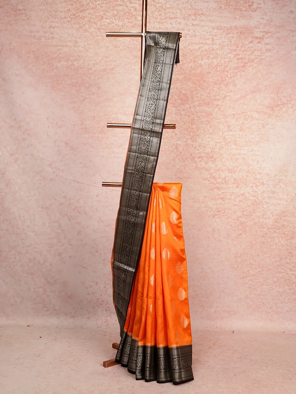 Orange Tussar Silk Saree