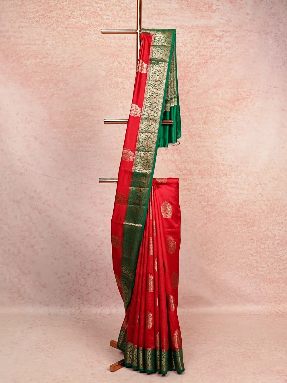 Reddish Maroon Tussar Banarasi Saree