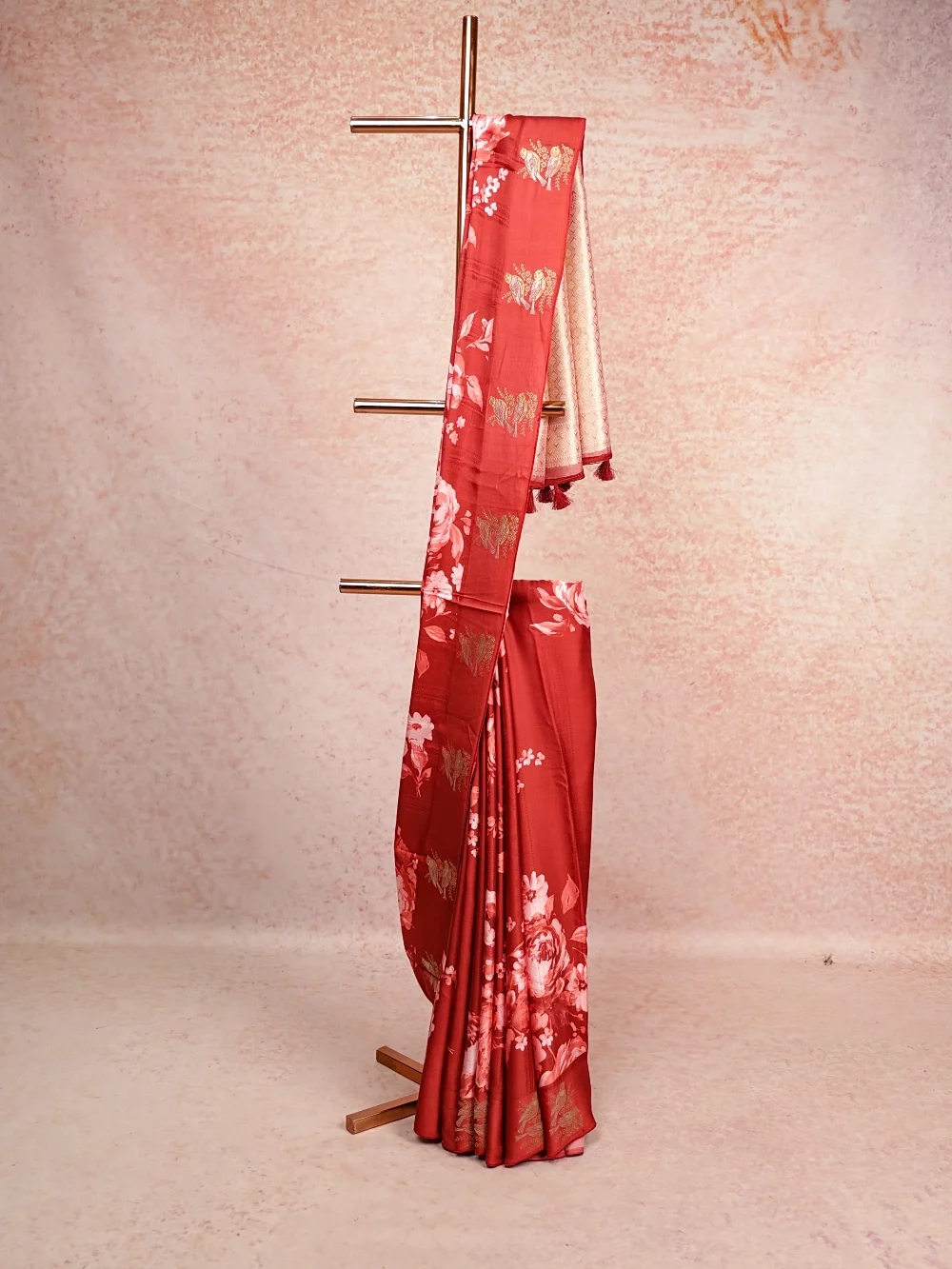Light Maroon Crepe Saree