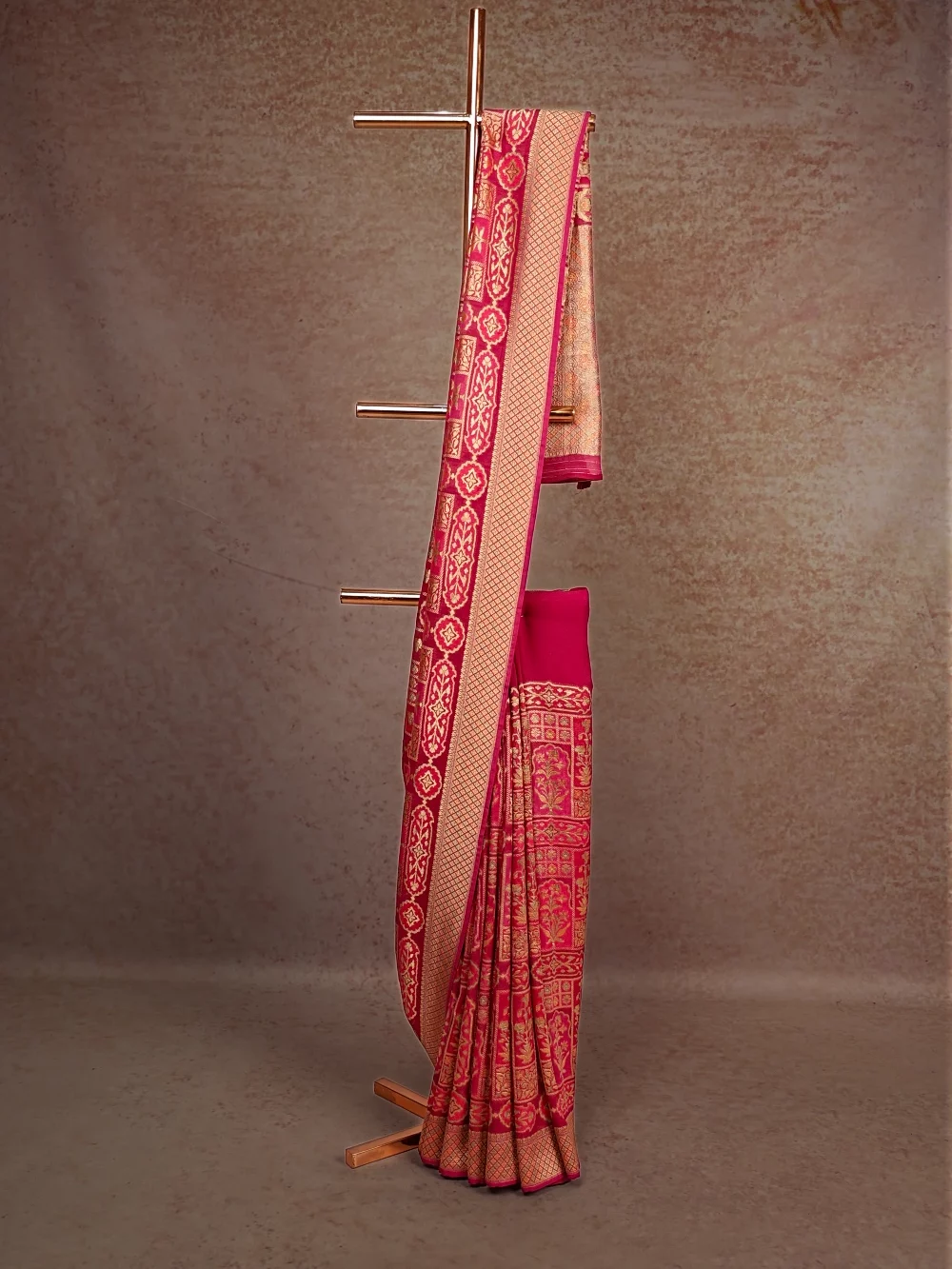 Wine Crepe Banarasi Saree