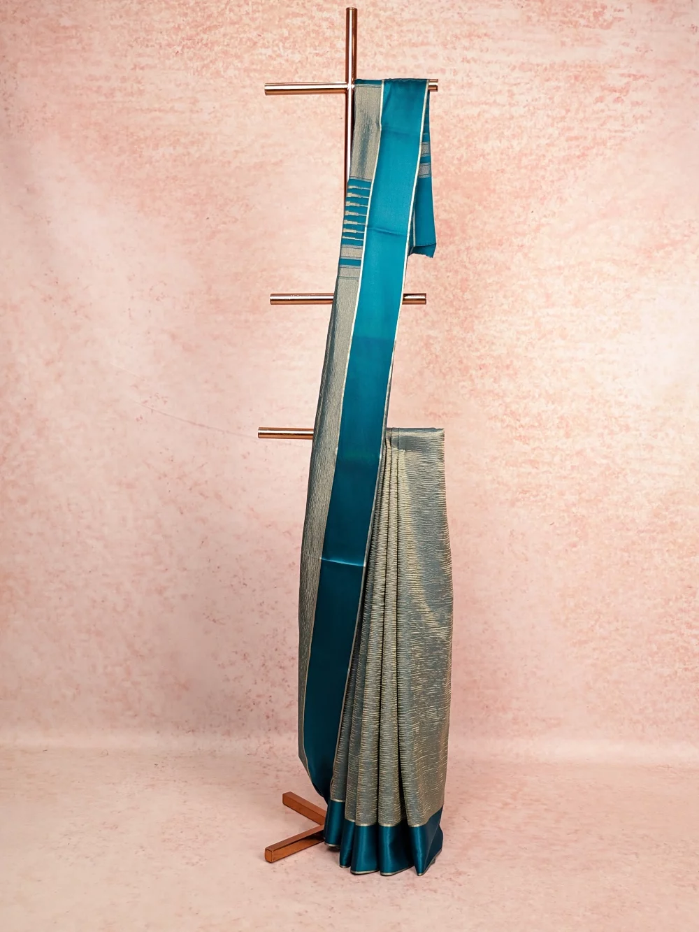 Peacock Blue Crepe Saree