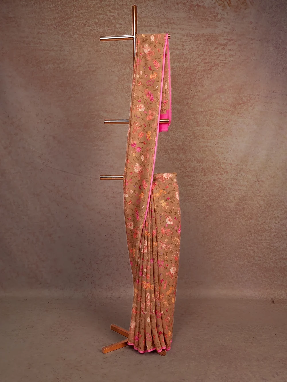 Ginger Colour Crepe Saree