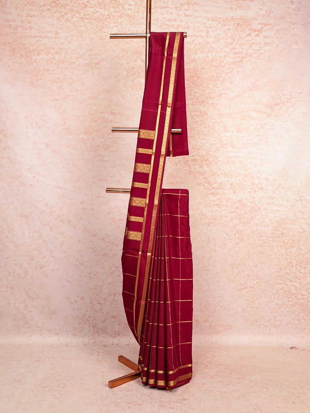 Wine Crepe Saree