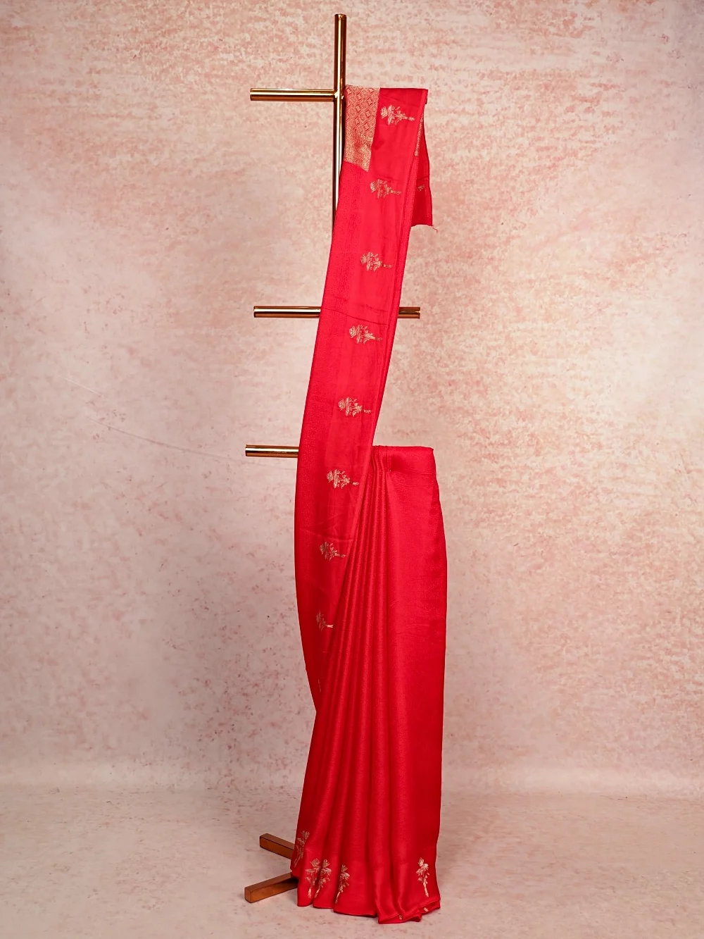 Red Crepe Saree