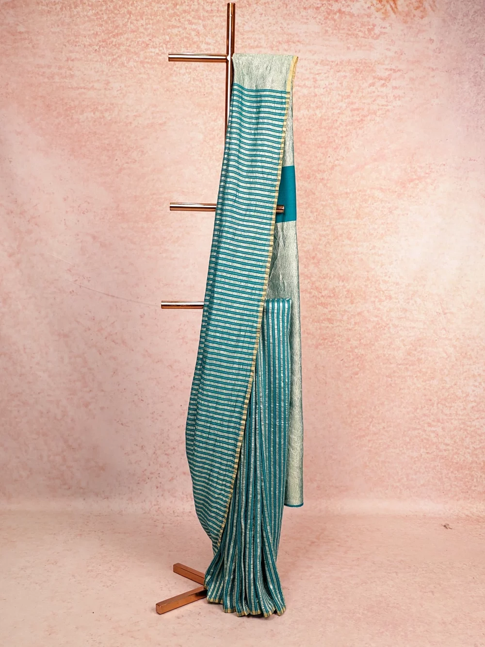 Drak Sky Blue Crepe Saree