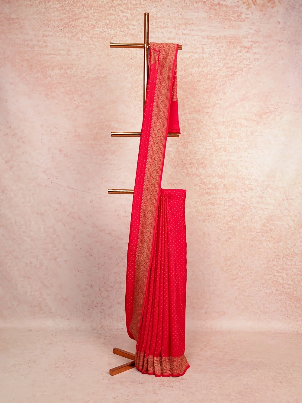 Red Crepe Saree