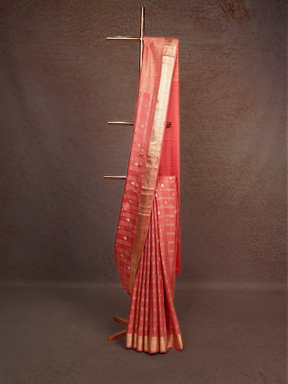 Peach Crepe Banarasi Saree