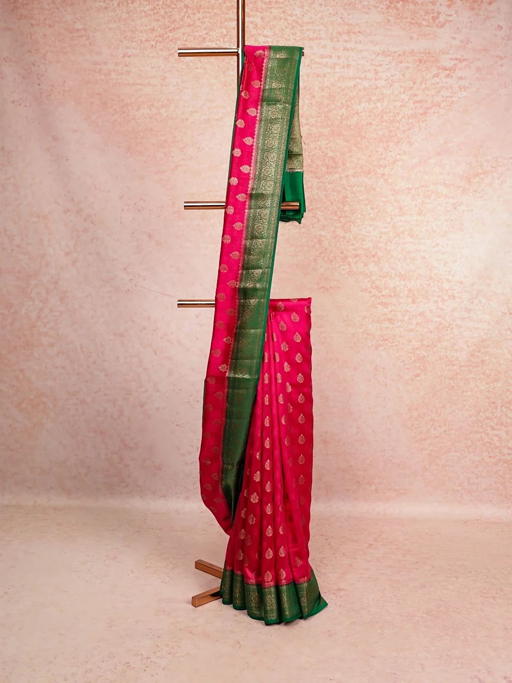 Magenta Pink Tussar Banarasi Saree