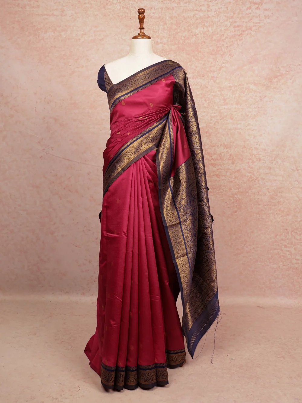 Dark Onion Pink Semi Silk Saree