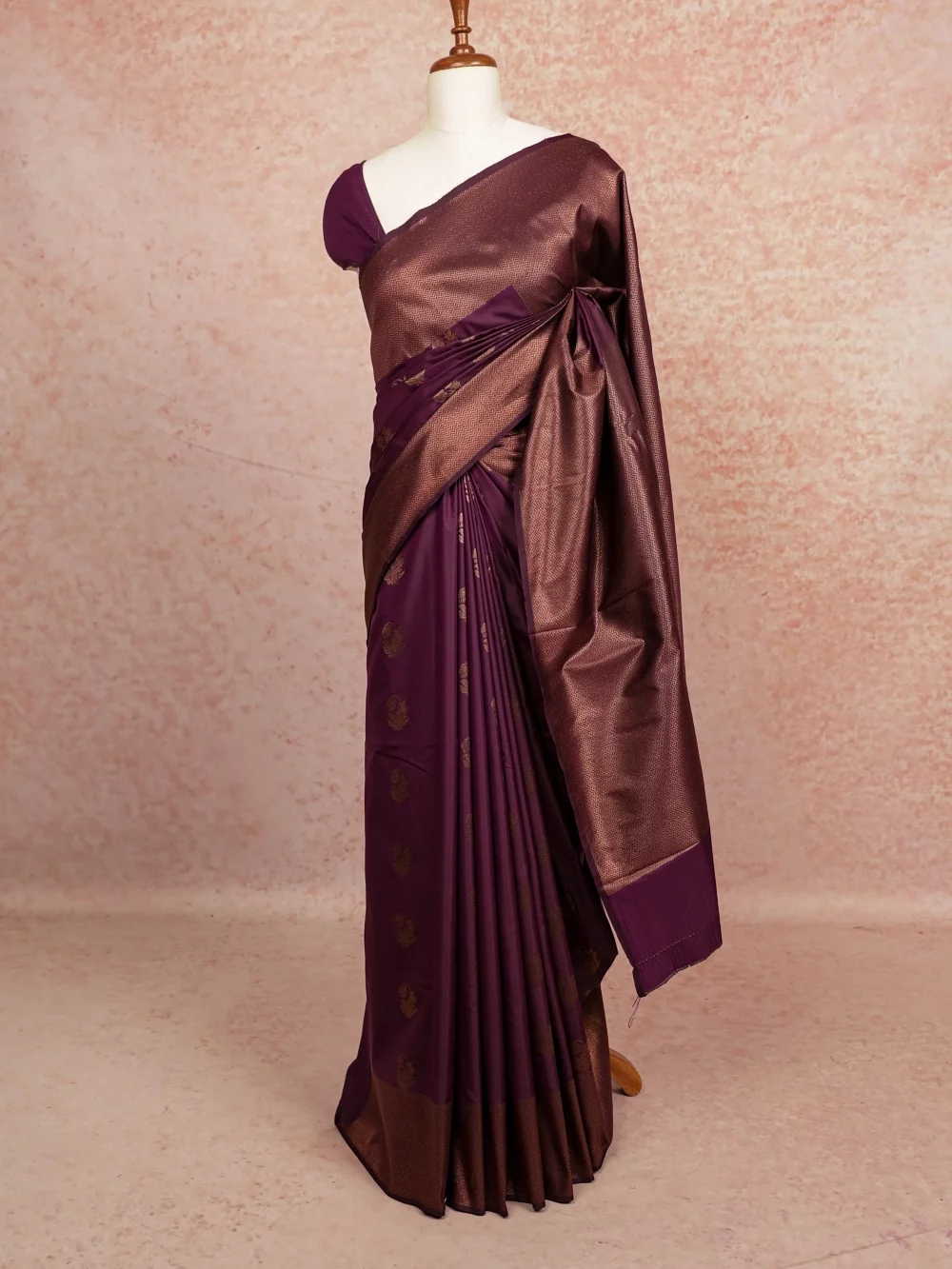 Grape Color Semi Silk Saree