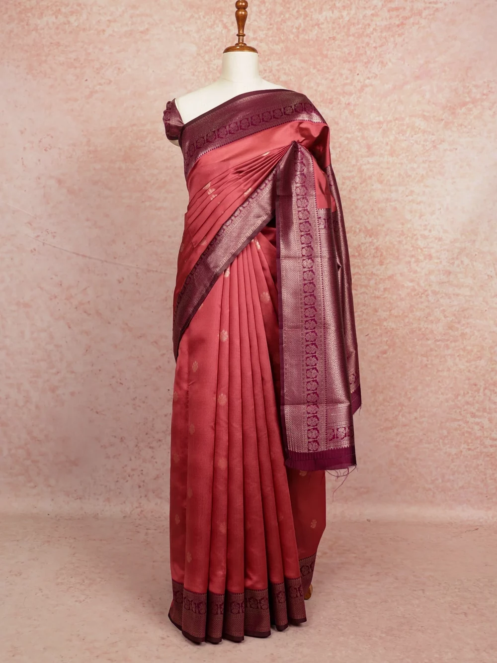 Dark Onion Pink Semi Silk Saree