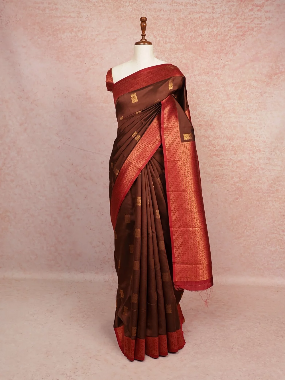 Coffee Brown Semi Silk Saree