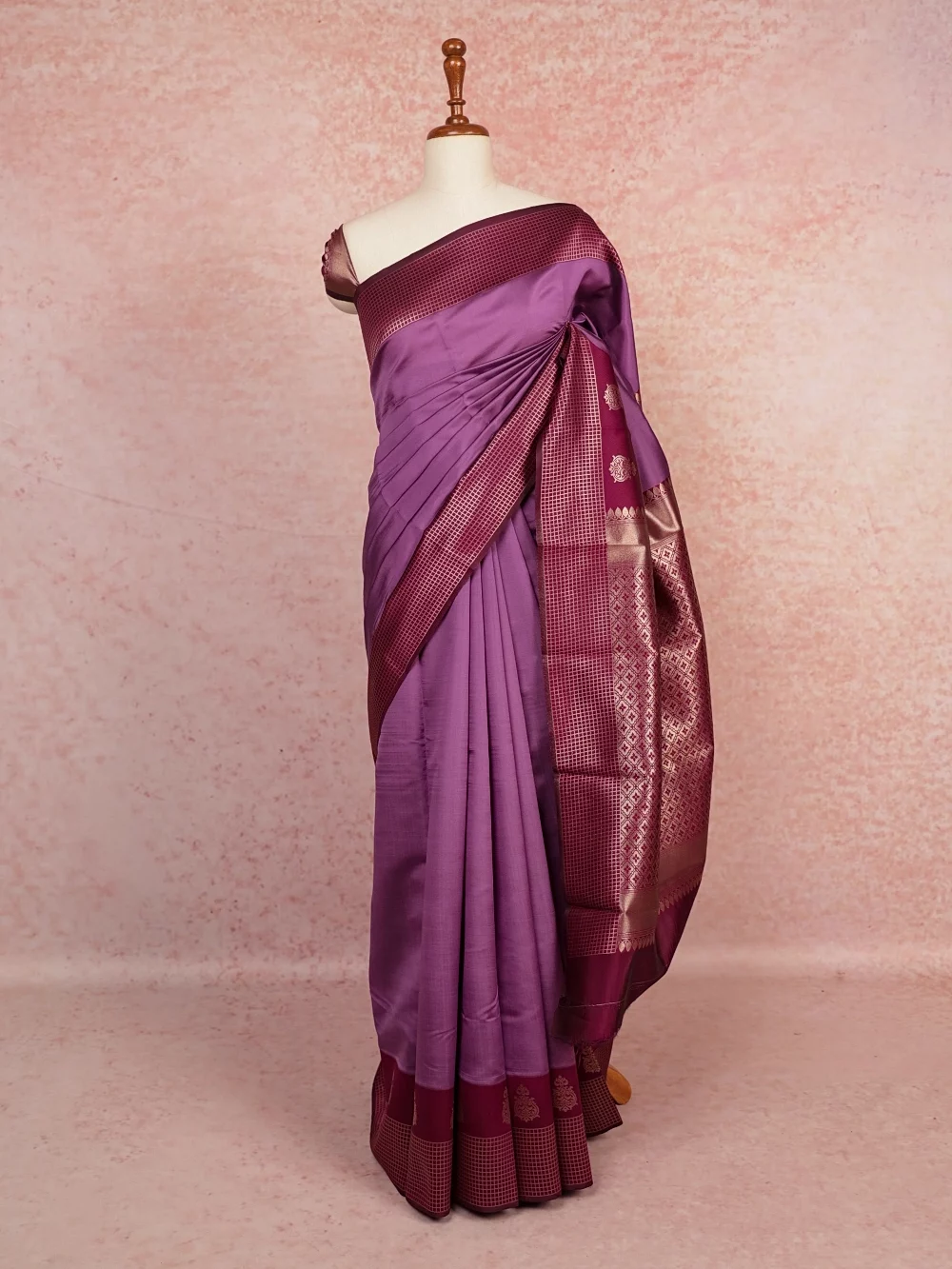 Lavender Semi Silk Saree