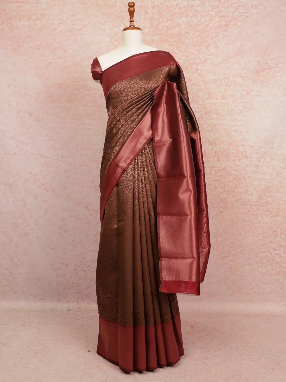 Coffee Brown Semi Silk Saree