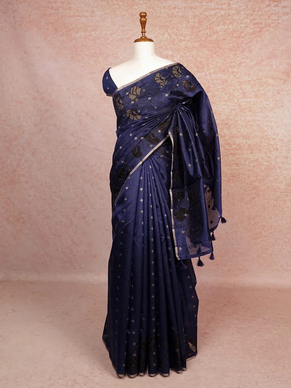 Blue Semi Chanderi Saree