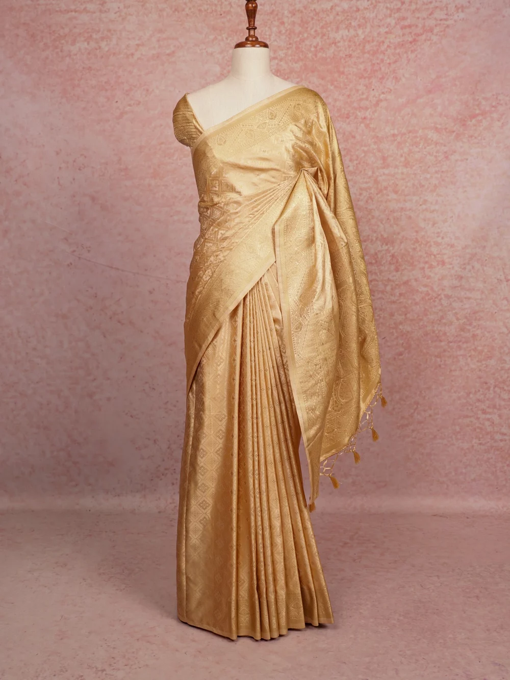 Cream Semi Banarasi Saree