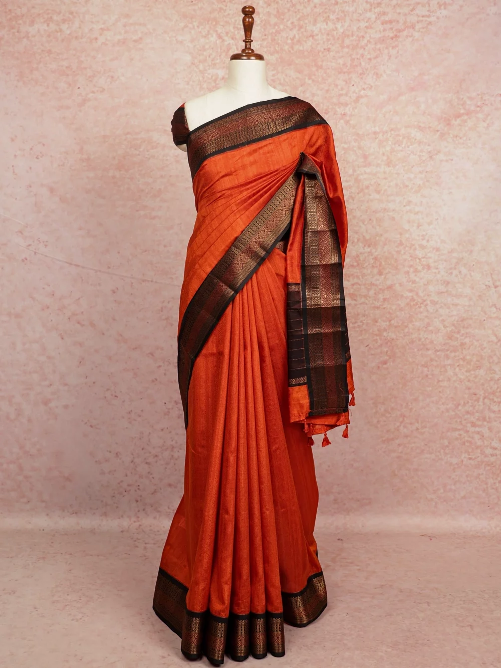 Orange Jute Banarasi Saree