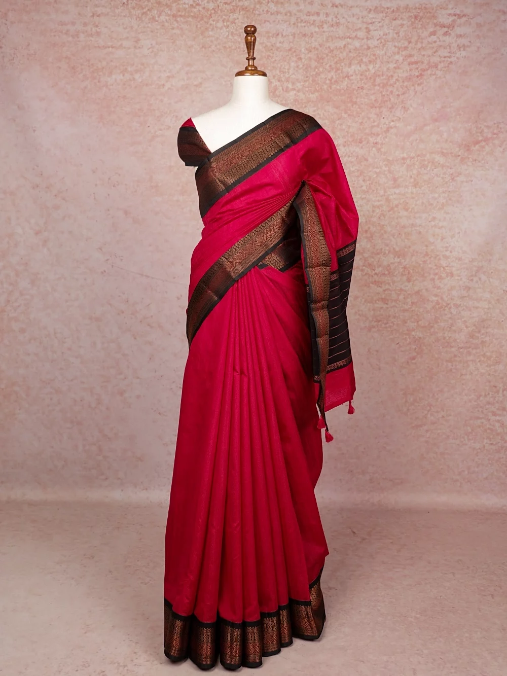 Chilly Red Semi Jute Saree