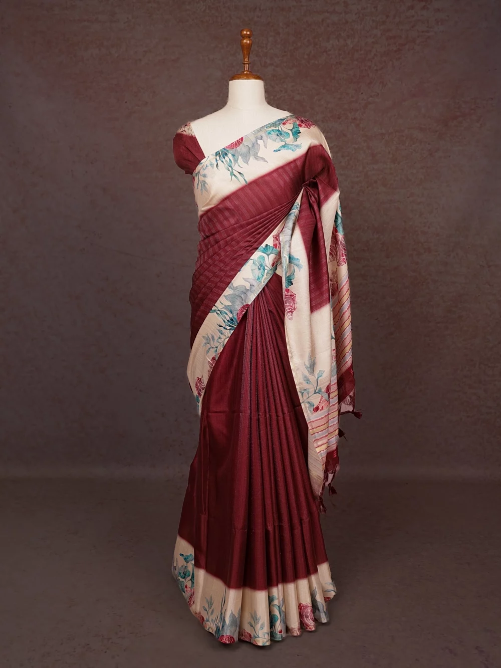 Brown Semi Tussar Saree