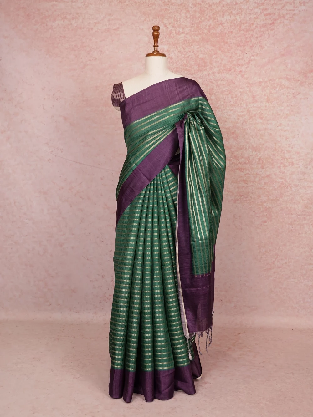 Green Semi Tussar Saree