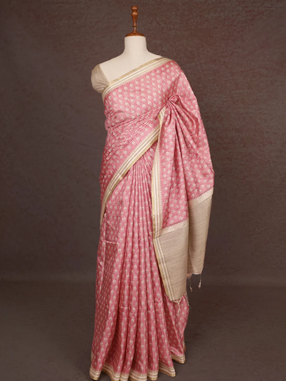 Pink Semi Tussar Saree