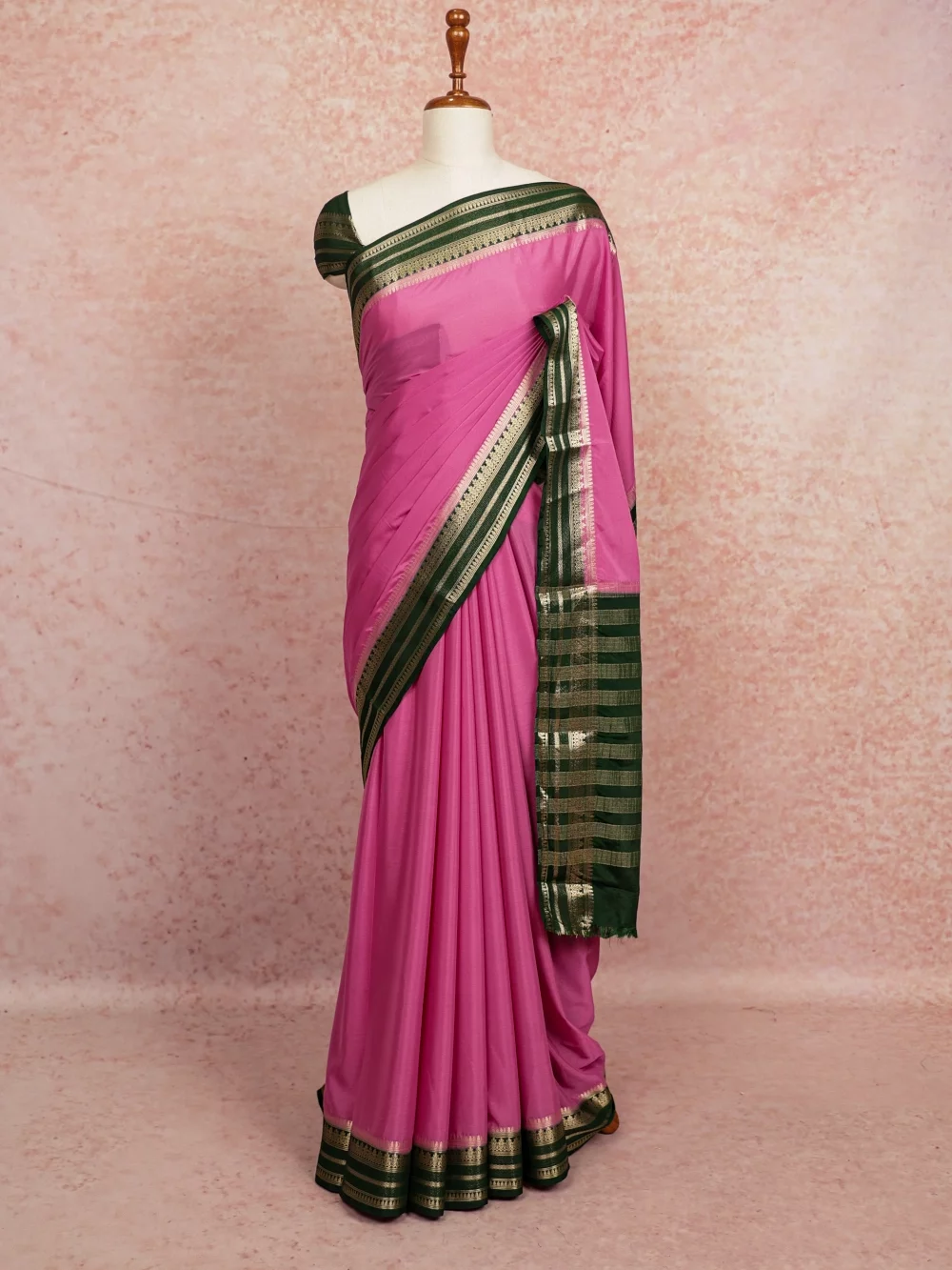 Lavender Pink Georgette Chiffon Saree