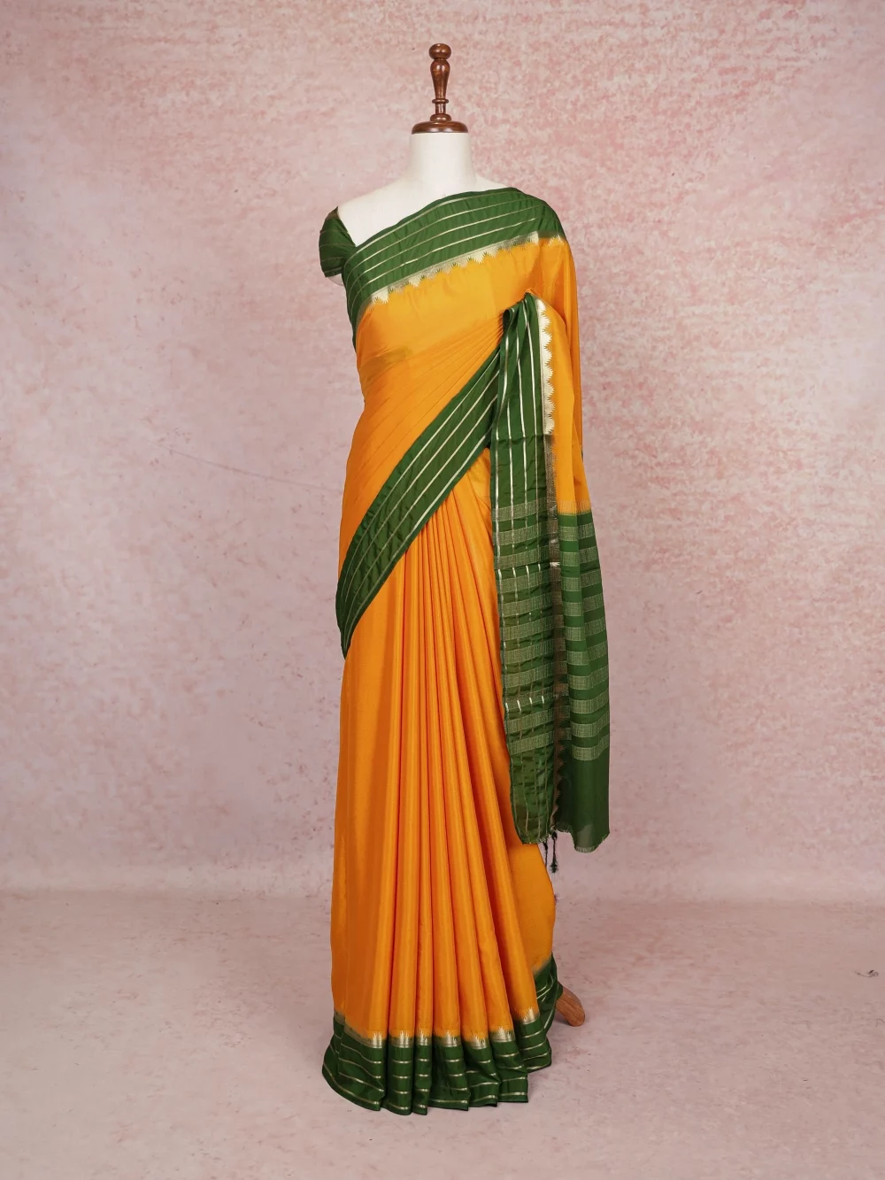 Mango Yellow Semi Banarasi Saree