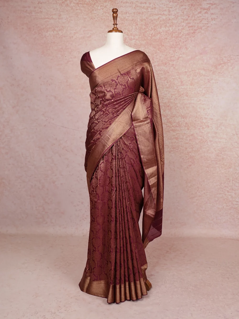 Wine Purple Banarasi Silk Saree