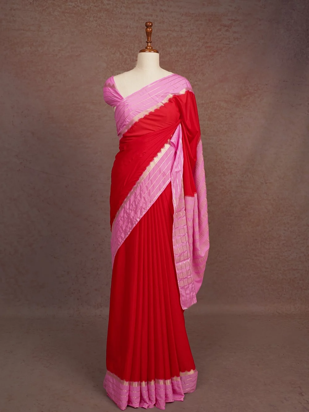 Red Semi Crepe Saree