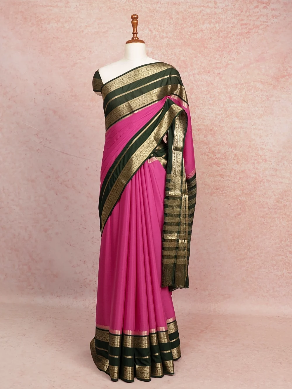 Pink Semi Crepe Saree