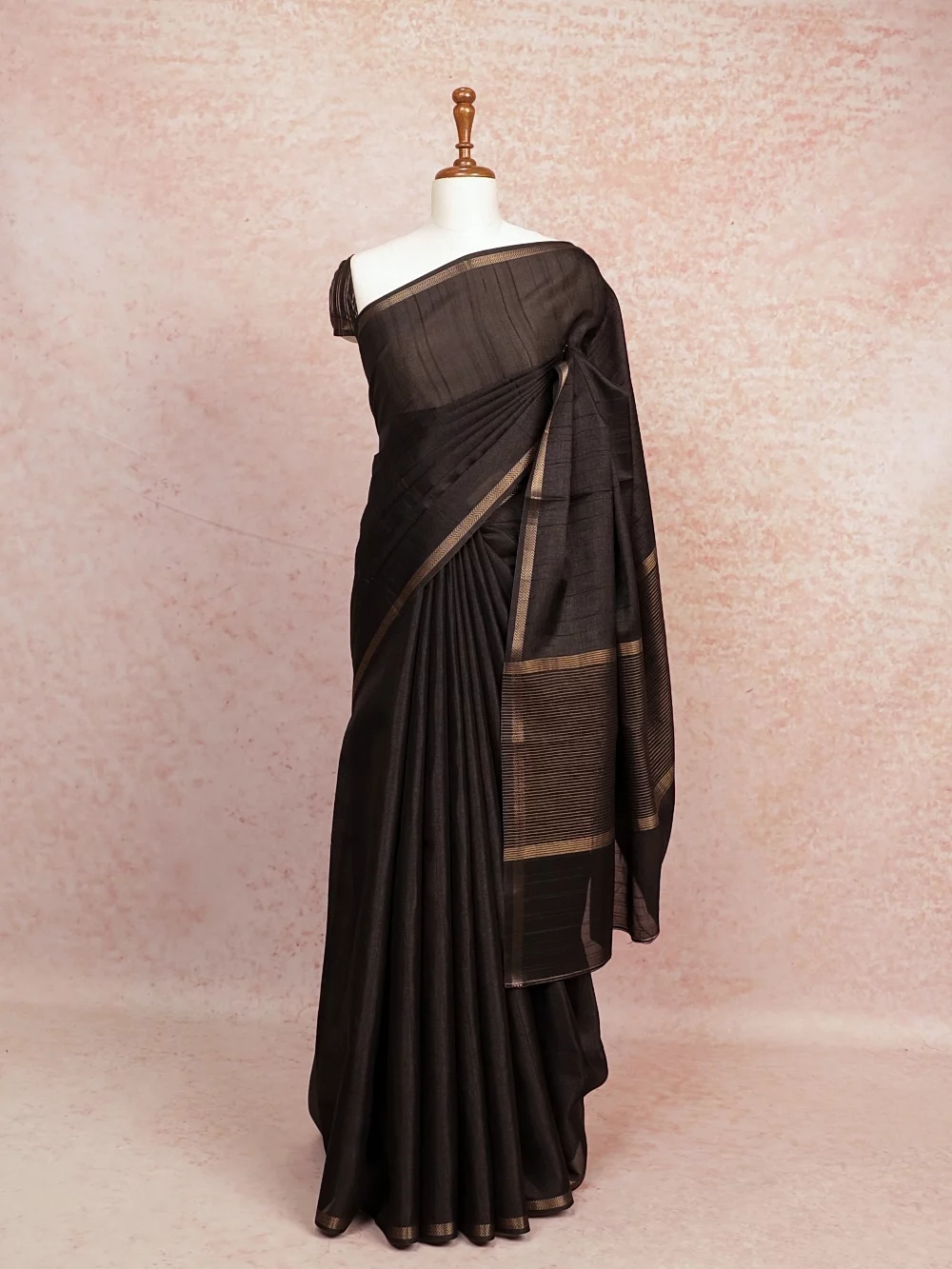 Black Semi Tussar Saree