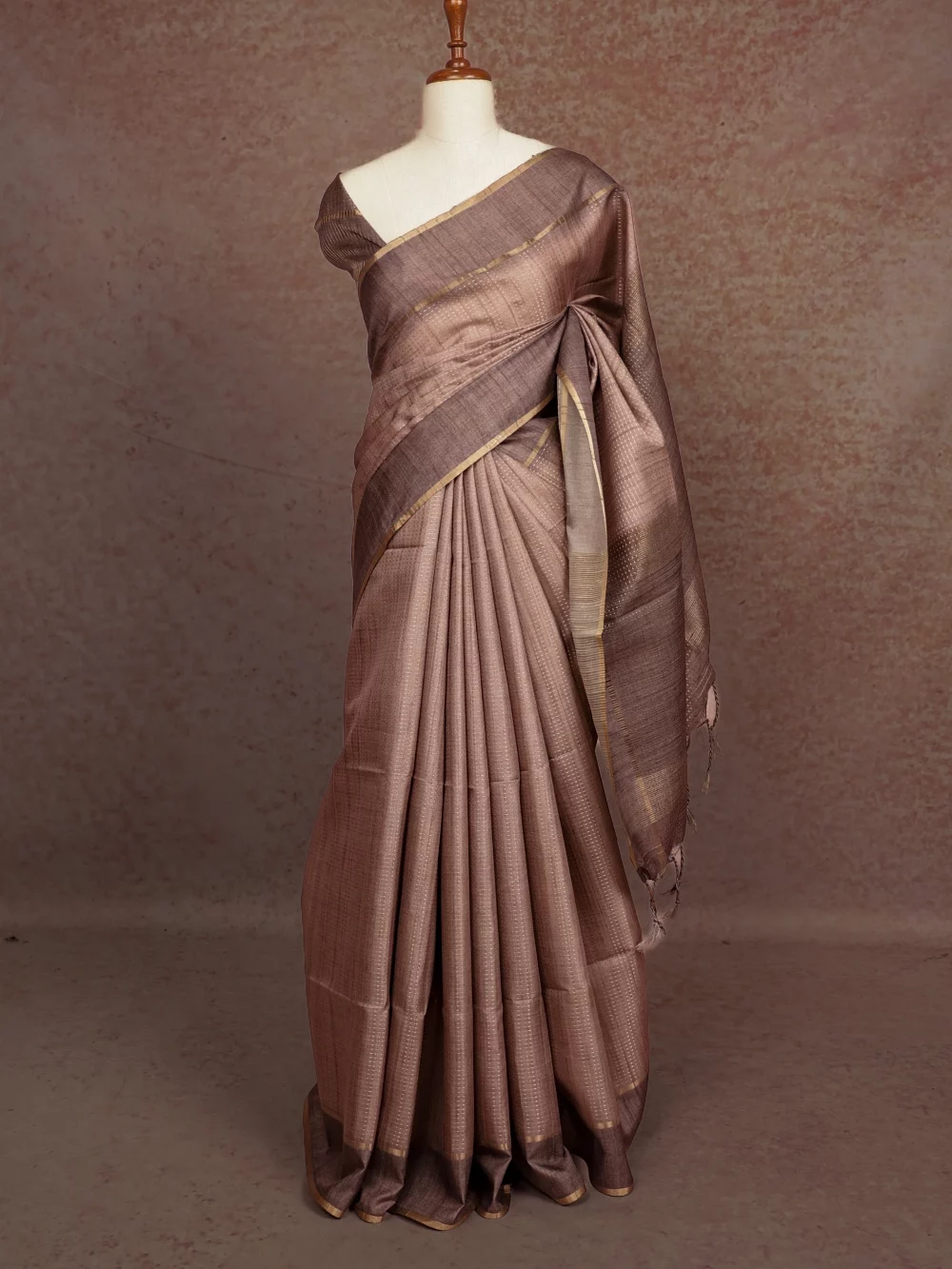 Mauve Color Semi Tussar Saree
