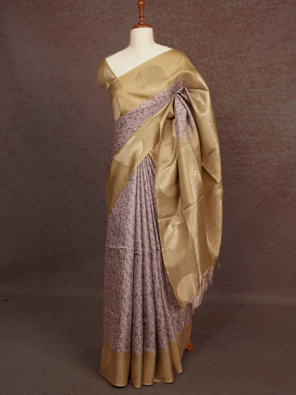 Light Lavender Semi Tussar Saree