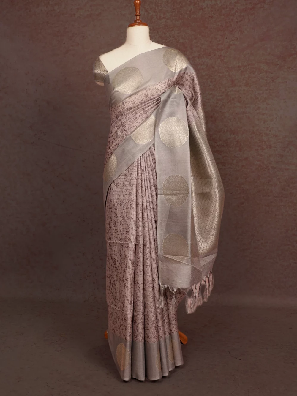 Light Lavender Semi Tussar Saree